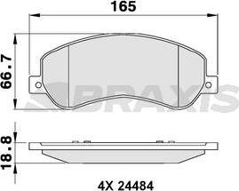 Braxis AB0070 - Тормозные колодки, дисковые, комплект autosila-amz.com