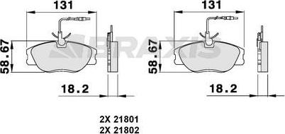 Braxis AB0072 - Тормозные колодки, дисковые, комплект autosila-amz.com