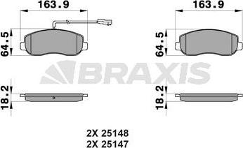 Braxis AB0199 - Тормозные колодки, дисковые, комплект autosila-amz.com