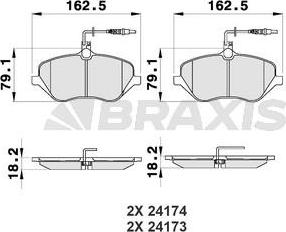 Braxis AB0194 - Тормозные колодки, дисковые, комплект autosila-amz.com