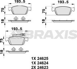 Braxis AB0195 - Тормозные колодки, дисковые, комплект autosila-amz.com