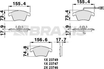 Braxis AB0148 - Тормозные колодки, дисковые, комплект autosila-amz.com