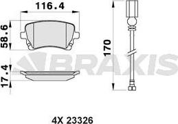 Braxis AB0159 - Тормозные колодки, дисковые, комплект autosila-amz.com