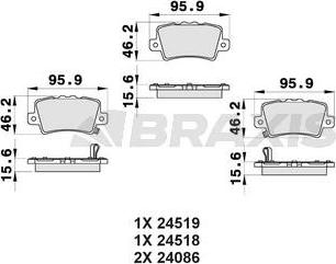 Braxis AB0155 - Тормозные колодки, дисковые, комплект autosila-amz.com