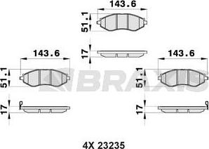 Braxis AB0158 - Тормозные колодки, дисковые, комплект autosila-amz.com