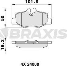 Braxis AB0164 - Тормозные колодки, дисковые, комплект autosila-amz.com