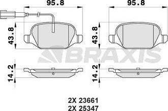 Braxis AB0165 - Тормозные колодки, дисковые, комплект autosila-amz.com
