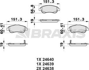 Braxis AB0162 - Тормозные колодки, дисковые, комплект autosila-amz.com