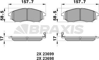 Braxis AB0104 - Тормозные колодки, дисковые, комплект autosila-amz.com