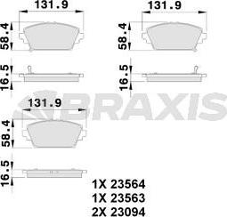 Braxis AB0106 - Тормозные колодки, дисковые, комплект autosila-amz.com
