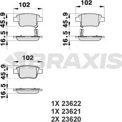 Braxis AB0101 - Комплект тормозных колодок, дисковый тормоз autosila-amz.com