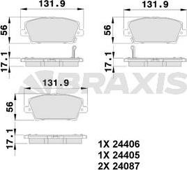Braxis AB0103 - Тормозные колодки, дисковые, комплект autosila-amz.com