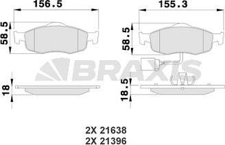 Braxis AB0116 - Тормозные колодки, дисковые, комплект autosila-amz.com