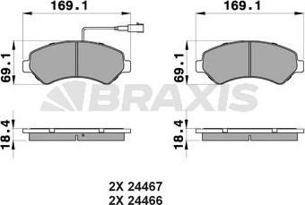 Braxis AB0111 - Тормозные колодки, дисковые, комплект autosila-amz.com