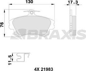Braxis AB0112 - Тормозные колодки, дисковые, комплект autosila-amz.com