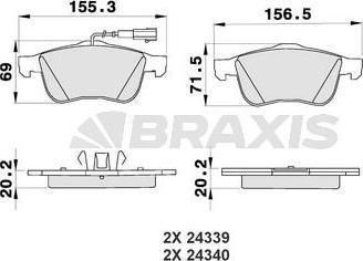 Braxis AB0189 - Тормозные колодки, дисковые, комплект autosila-amz.com