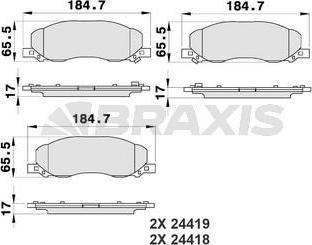 Braxis AB0186 - Тормозные колодки, дисковые, комплект autosila-amz.com