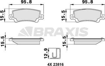 Braxis AB0136 - Тормозные колодки, дисковые, комплект autosila-amz.com