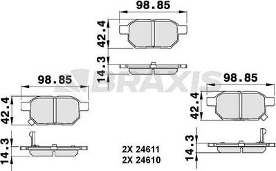 Braxis AB0138 - Тормозные колодки, дисковые, комплект autosila-amz.com
