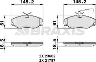 Braxis AB0125 - Тормозные колодки, дисковые, комплект autosila-amz.com