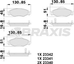 Braxis AB0120 - Тормозные колодки, дисковые, комплект autosila-amz.com