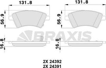 Braxis AB0121 - Тормозные колодки, дисковые, комплект autosila-amz.com