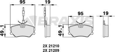 Braxis AB0127 - Тормозные колодки, дисковые, комплект autosila-amz.com