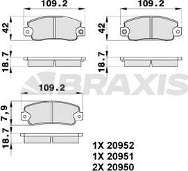 Braxis AB0174 - Тормозные колодки, дисковые, комплект autosila-amz.com
