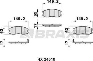 Braxis AB0172 - Тормозные колодки, дисковые, комплект autosila-amz.com