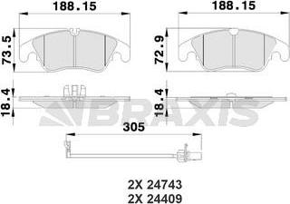 Braxis AB0177 - Тормозные колодки, дисковые, комплект autosila-amz.com