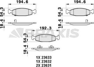 Braxis AB0396 - Тормозные колодки, дисковые, комплект autosila-amz.com
