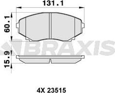 Braxis AB0341 - Тормозные колодки, дисковые, комплект autosila-amz.com