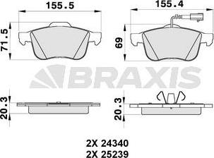 Braxis AB0348 - Тормозные колодки, дисковые, комплект autosila-amz.com