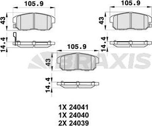 Braxis AB0354 - Тормозные колодки, дисковые, комплект autosila-amz.com
