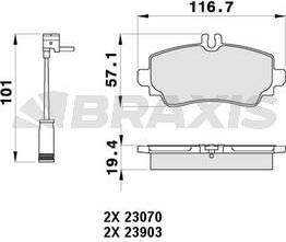 Braxis AB0358 - Тормозные колодки, дисковые, комплект autosila-amz.com