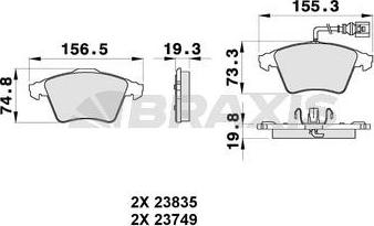 Braxis AB0353 - Тормозные колодки, дисковые, комплект autosila-amz.com