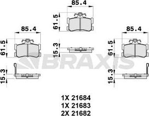 Braxis AB0309 - Тормозные колодки, дисковые, комплект autosila-amz.com