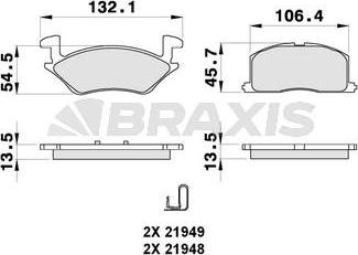 Braxis AB0301 - Тормозные колодки, дисковые, комплект autosila-amz.com