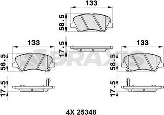 Braxis AB0308 - Тормозные колодки, дисковые, комплект autosila-amz.com