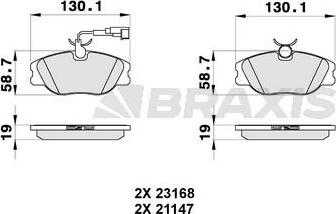 Braxis AB0315 - Тормозные колодки, дисковые, комплект autosila-amz.com