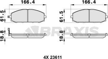 Braxis AB0316 - Тормозные колодки, дисковые, комплект autosila-amz.com