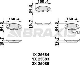 Braxis AB0313 - Тормозные колодки, дисковые, комплект autosila-amz.com