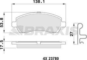 Braxis AB0386 - Тормозные колодки, дисковые, комплект autosila-amz.com