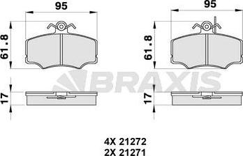 Braxis AB0330 - Тормозные колодки, дисковые, комплект autosila-amz.com