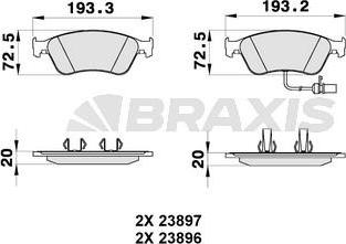 Braxis AB0320 - Тормозные колодки, дисковые, комплект autosila-amz.com