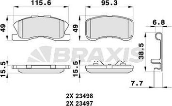 Braxis AB0290 - Тормозные колодки, дисковые, комплект autosila-amz.com