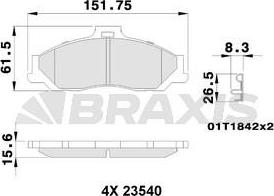 Braxis AB0242 - Тормозные колодки, дисковые, комплект autosila-amz.com