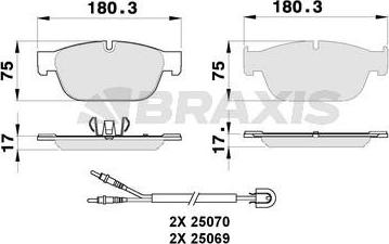 Braxis AB0269 - Тормозные колодки, дисковые, комплект autosila-amz.com