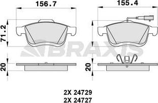 Braxis AB0264 - Тормозные колодки, дисковые, комплект autosila-amz.com