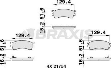 Braxis AB0267 - Тормозные колодки, дисковые, комплект autosila-amz.com